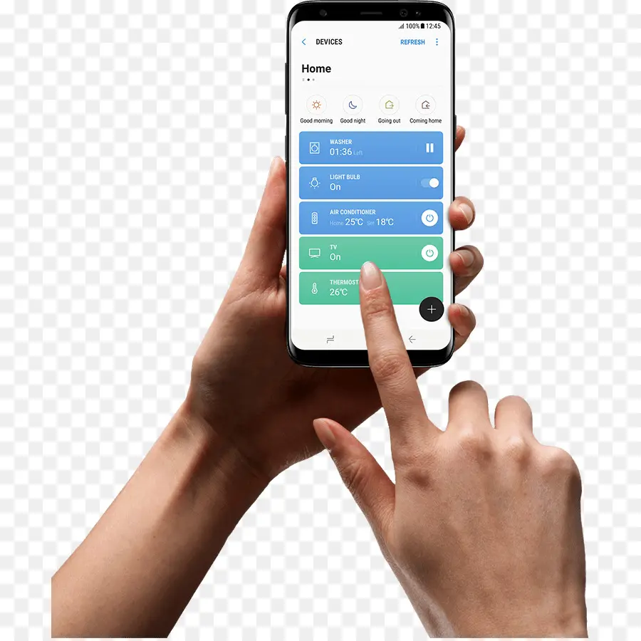 Ponsel Cerdas Dengan Aplikasi Otomatisasi Rumah，Tangan PNG