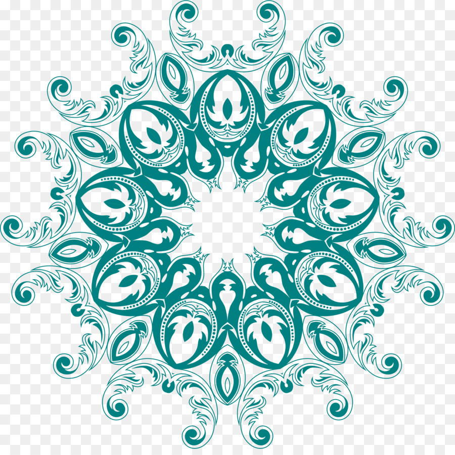 Teal Mandala，Desain PNG