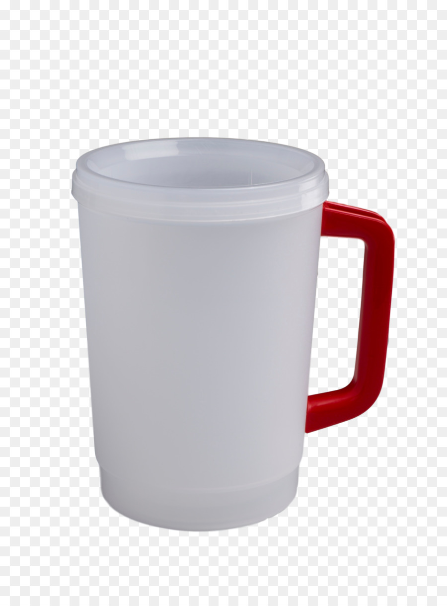 Mug Putih Dengan Gagang Merah，Cangkir PNG