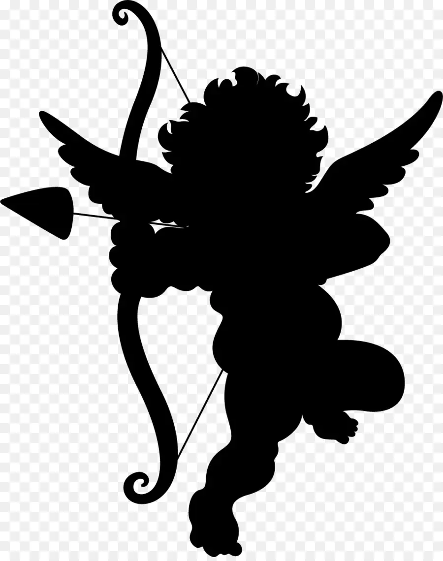 Siluet Cupid，Bayangan Hitam PNG