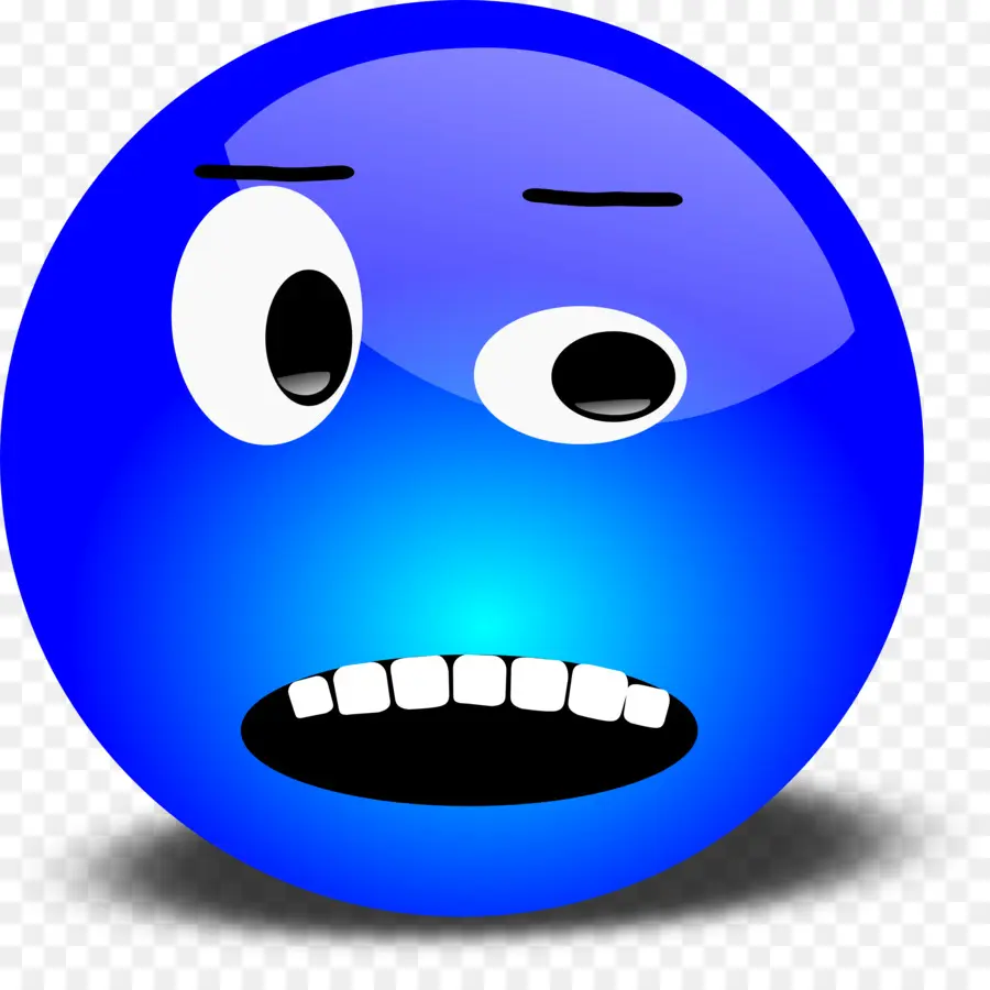 Emoji Berteriak，Biru PNG