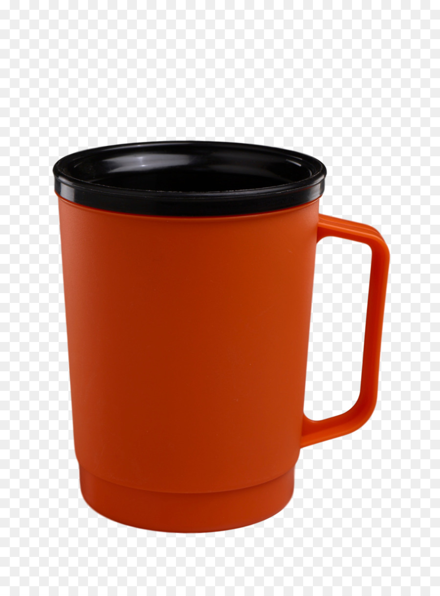 Mug Putih Dengan Gagang Merah，Cangkir PNG