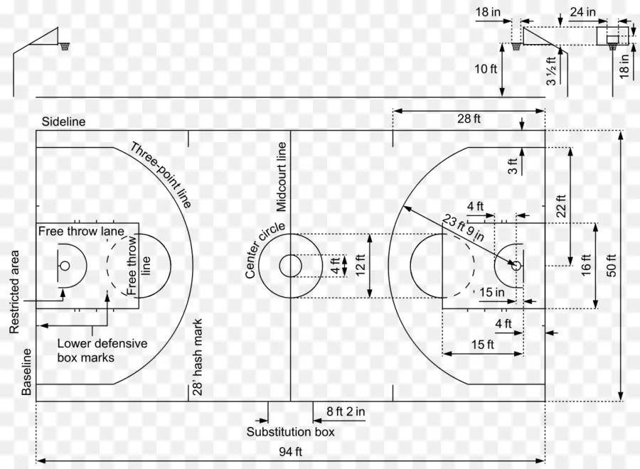 Diagram Lapangan Basket，Bola Basket PNG