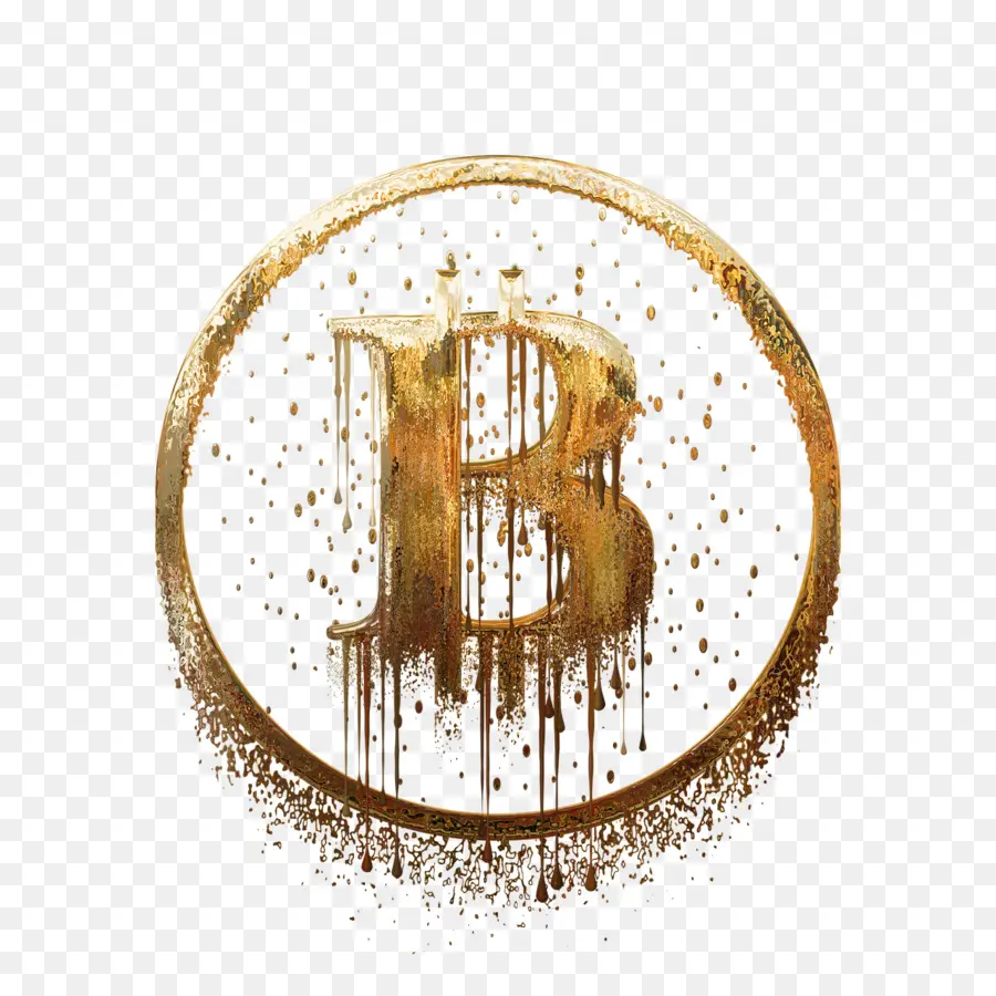 Simbol Bitcoin，Emas PNG