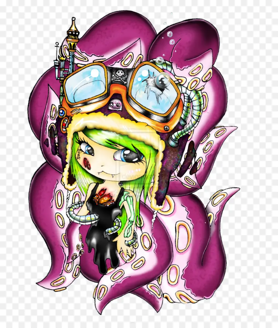 Gadis Steampunk，Gurita PNG