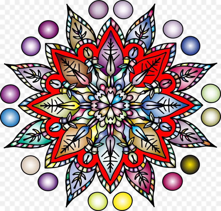 Mandala Berwarna Warni，Desain PNG