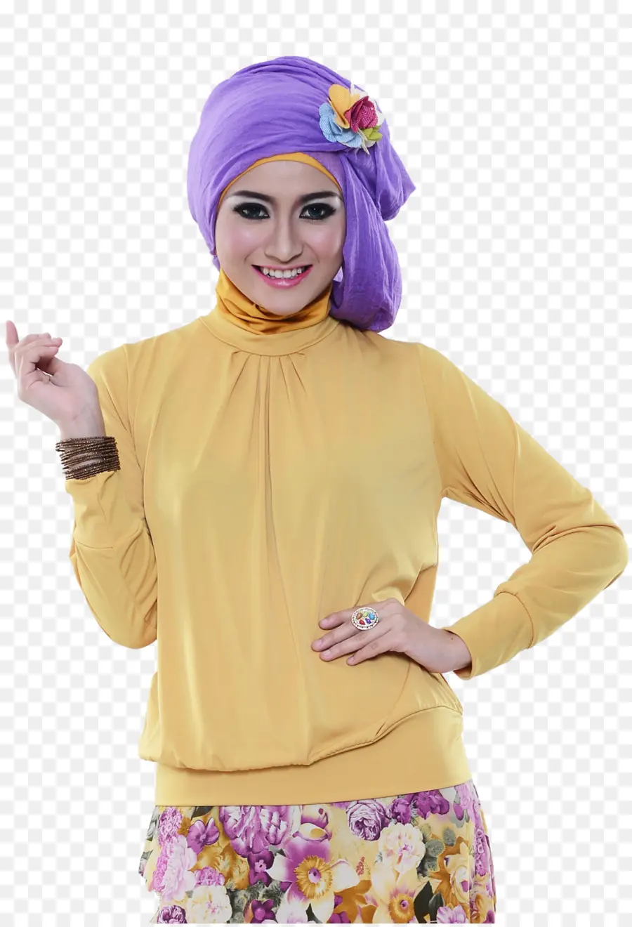 Wanita Berpakaian Kuning，Mode PNG