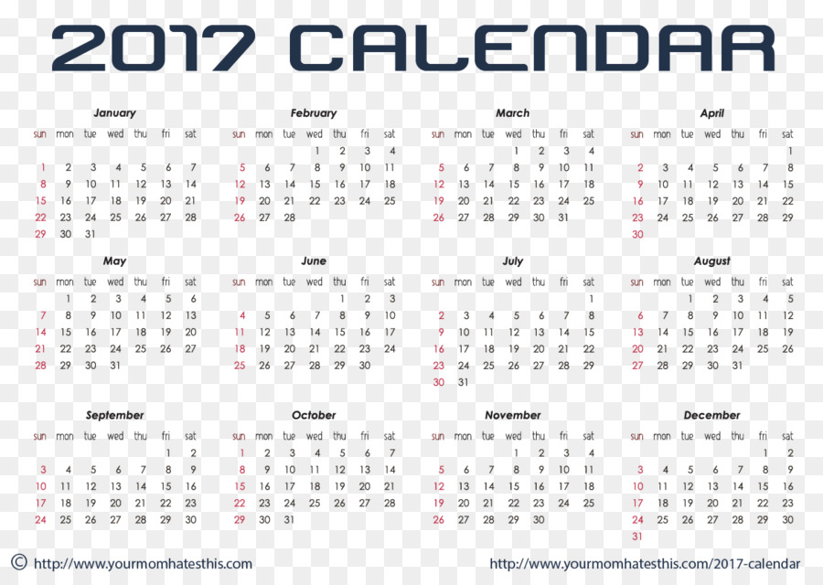 Kalender，2017 PNG