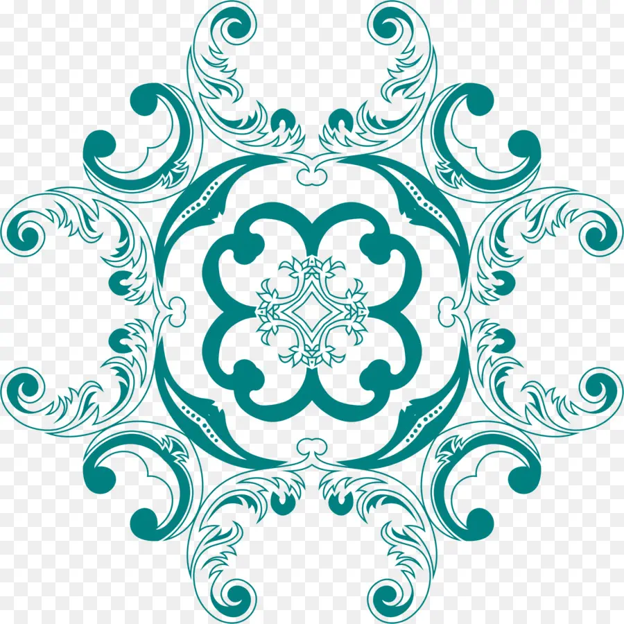 Teal Mandala，Desain PNG