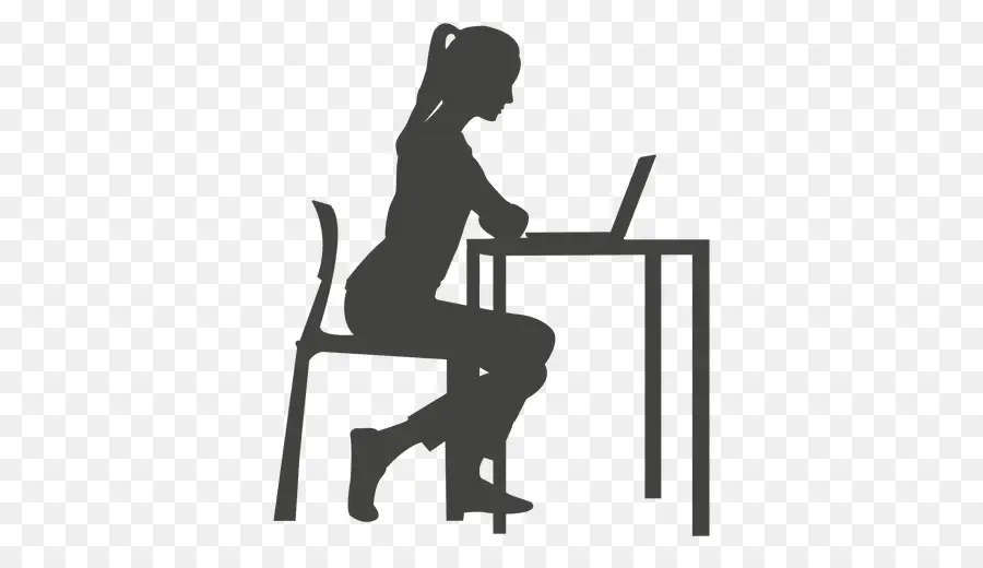 Wanita Di Meja，Laptop PNG