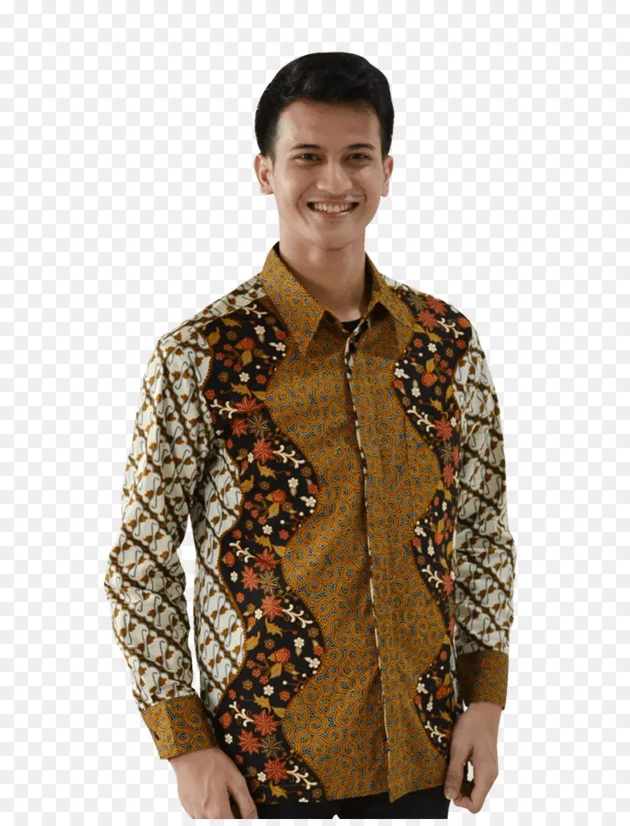 Pria Berkemeja Batik，Tersenyum PNG