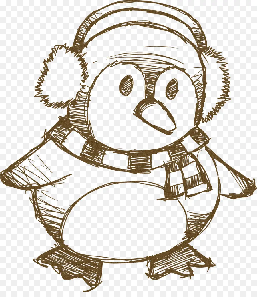 Sketsa Pinguin，Menggambar PNG