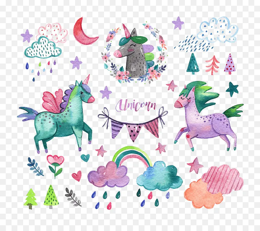 Unicorn Dan Pelangi，Fantasi PNG