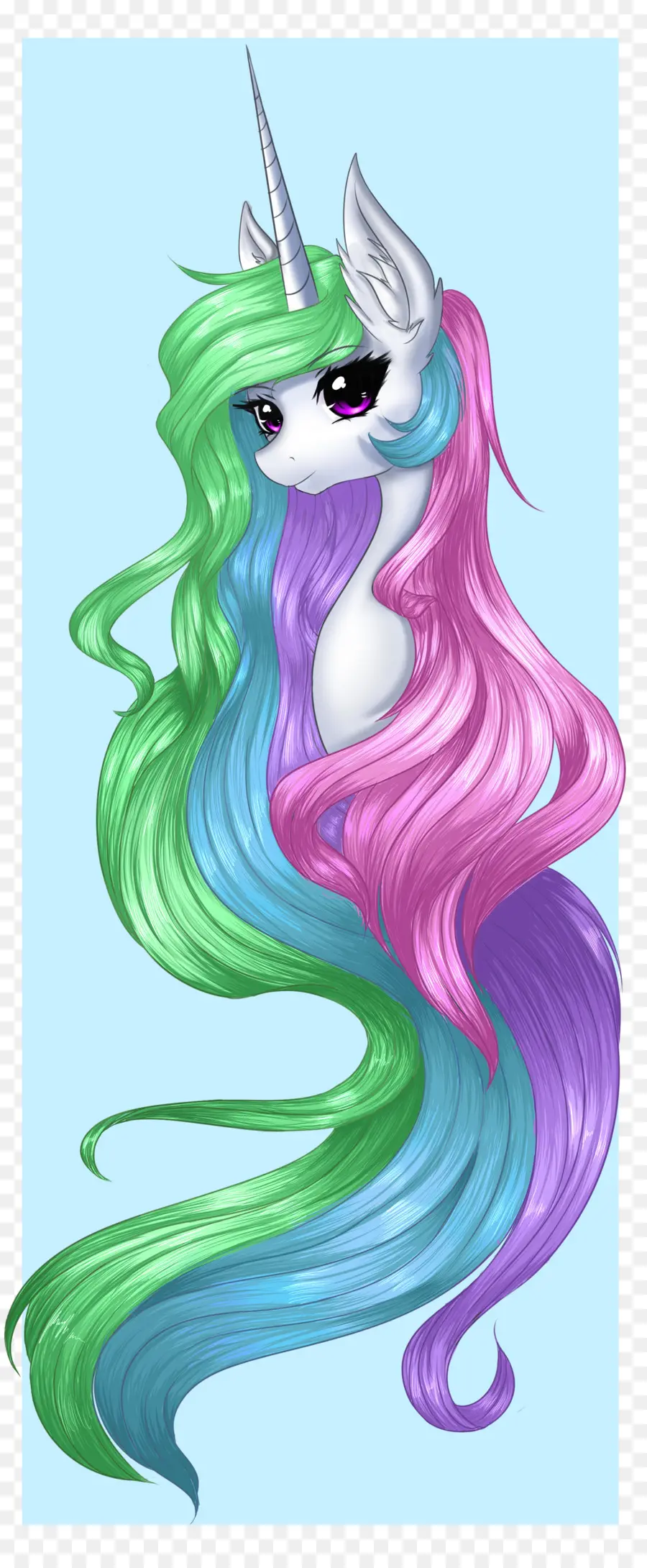 Unicorn，Rambut Pelangi PNG