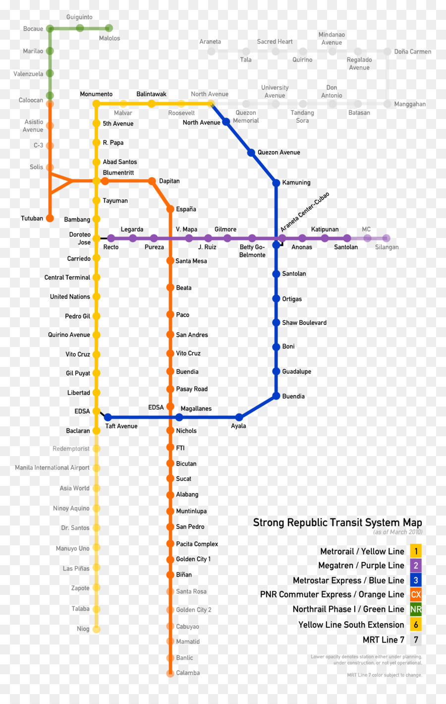 Manila，Transportasi Kereta Api PNG