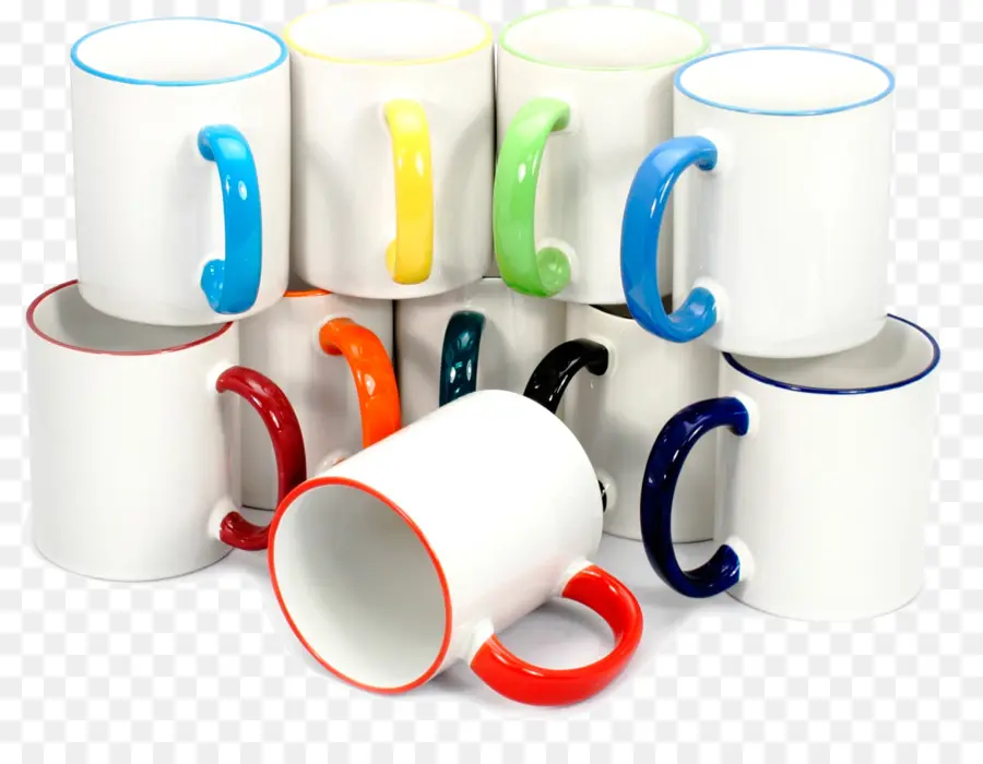 Mug Pegangan Warna Warni，Mug PNG