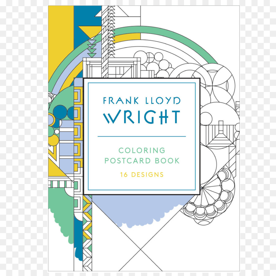 Frank Lloyd Wright Mewarnai Kartu Pos，Desain Dekoratif Pos Buku PNG