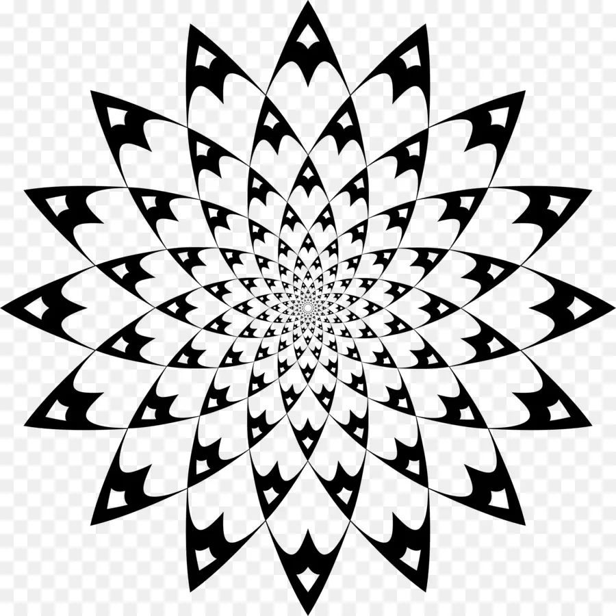 Mandala Hitam Putih，Geometris PNG