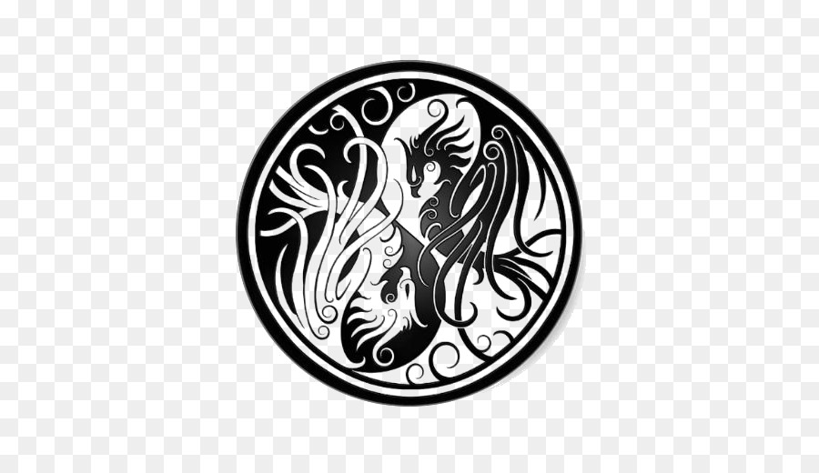 Yin Dan Yang Naga Cina Phoenix Gambar Png