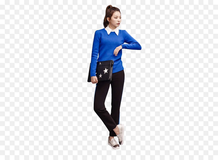 Wanita Dengan Sweater Biru，Mode PNG