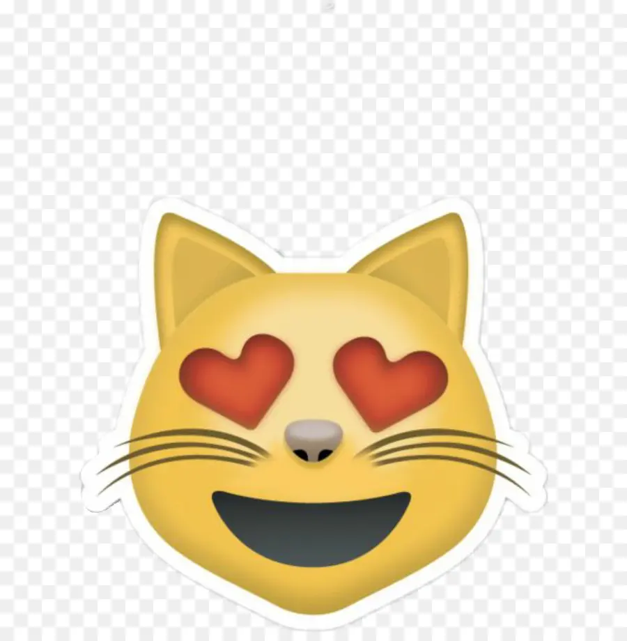 Emoji Mata Hati Kucing，Kuning PNG