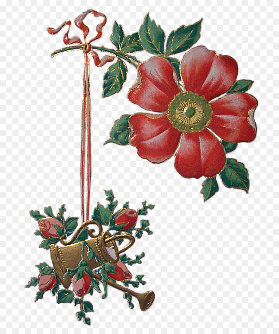 Ornamen Natal，Desain Bunga PNG