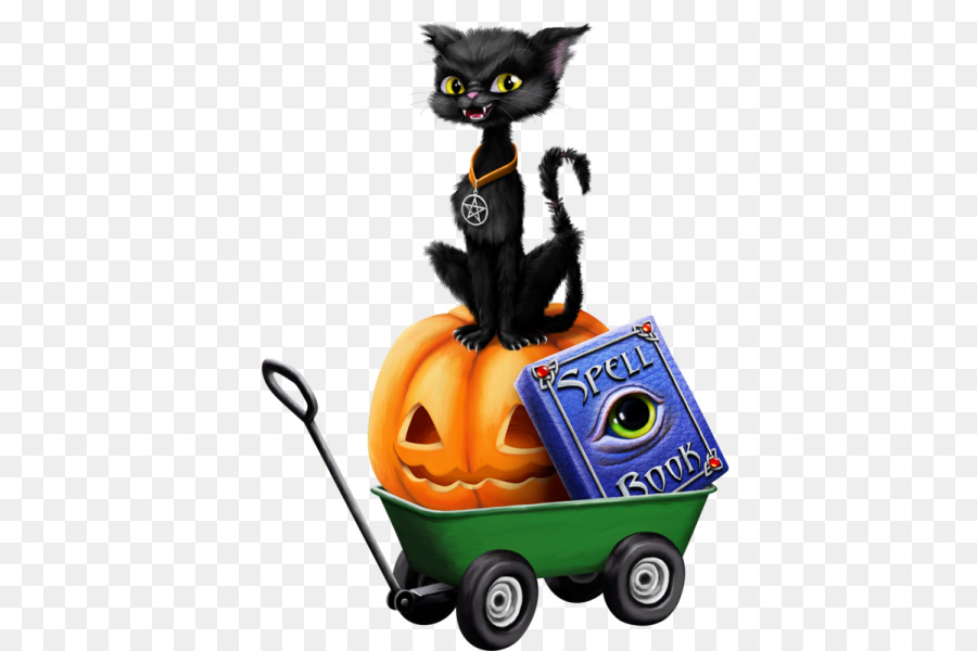 Kucing Hitam Dengan Labu，Hallowen PNG