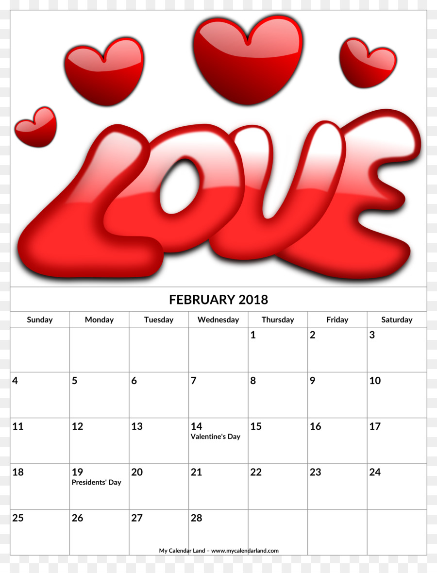 Kalender Februari，Hati PNG