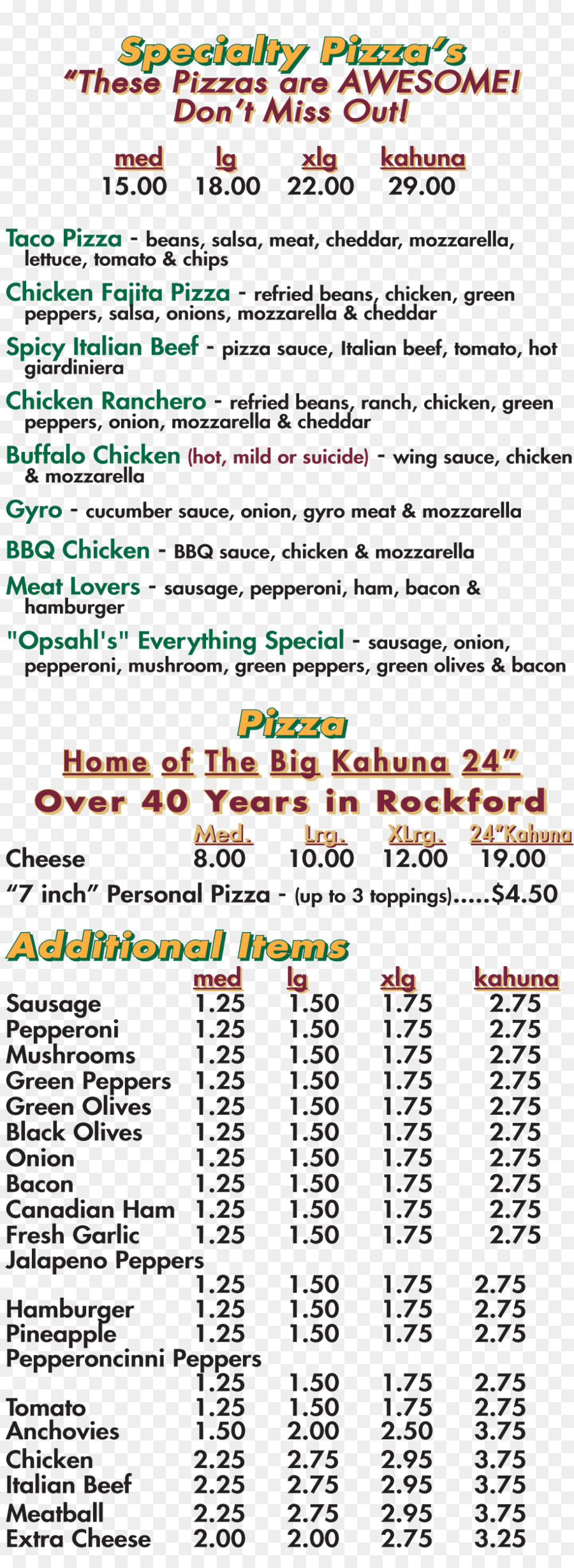 Opsahl Ini Pizza Buatan Sendiri，Opsahl Pizza Menu PNG