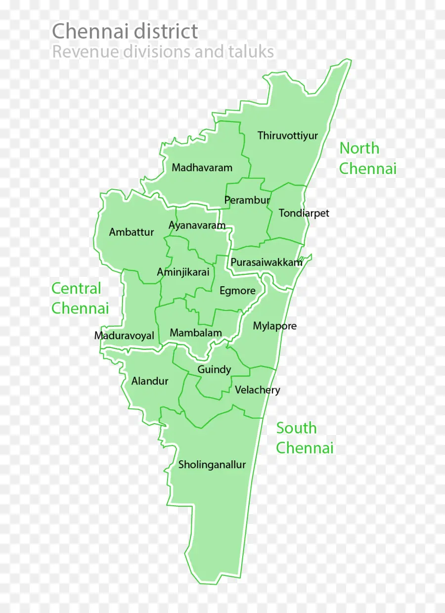 Peta Distrik Chennai，Divisi Pendapatan PNG