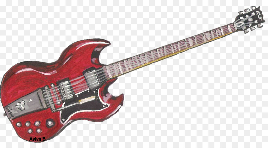 Gitar Listrik，Merah PNG