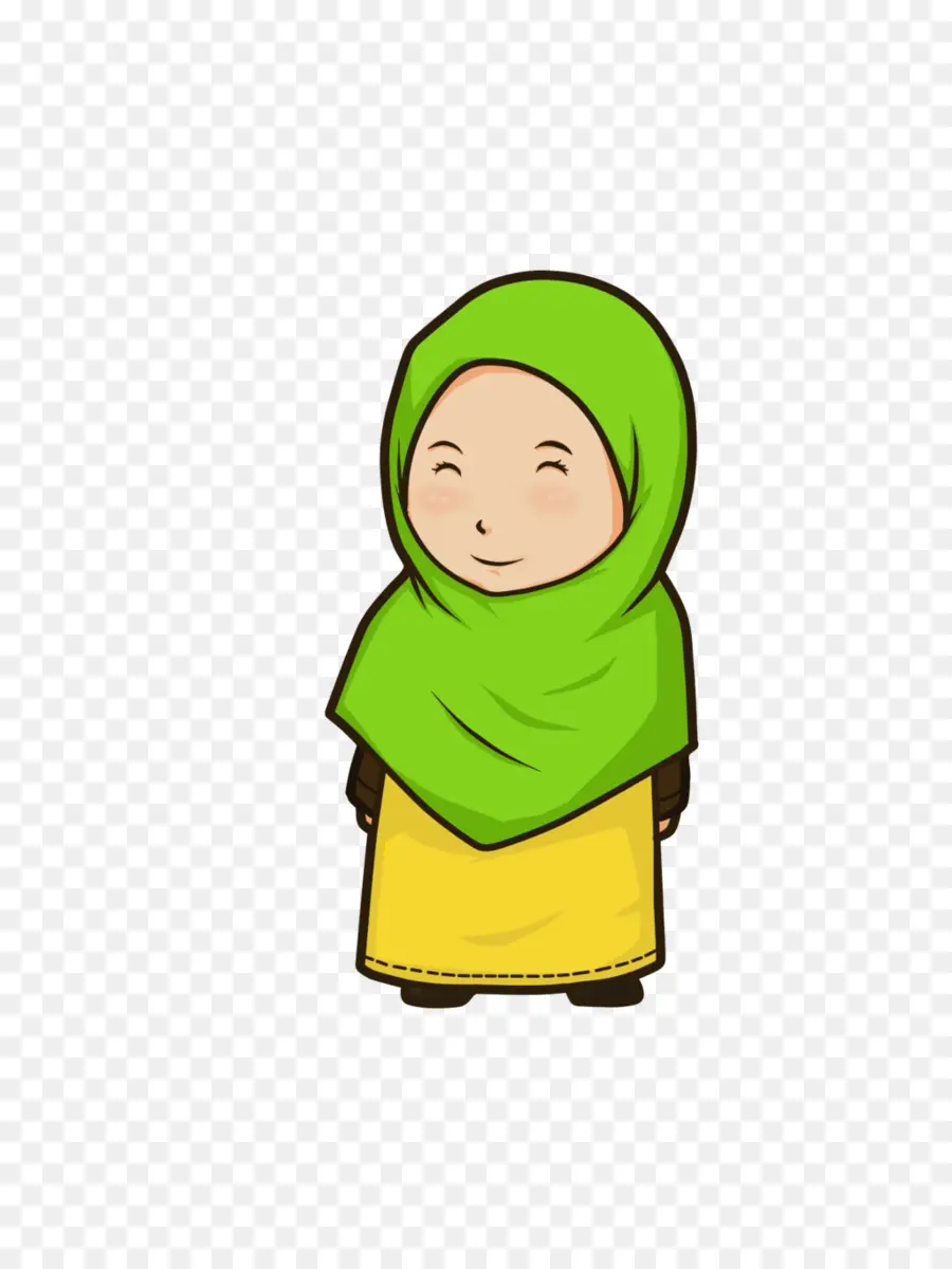 Gadis，Jilbab Hijau PNG