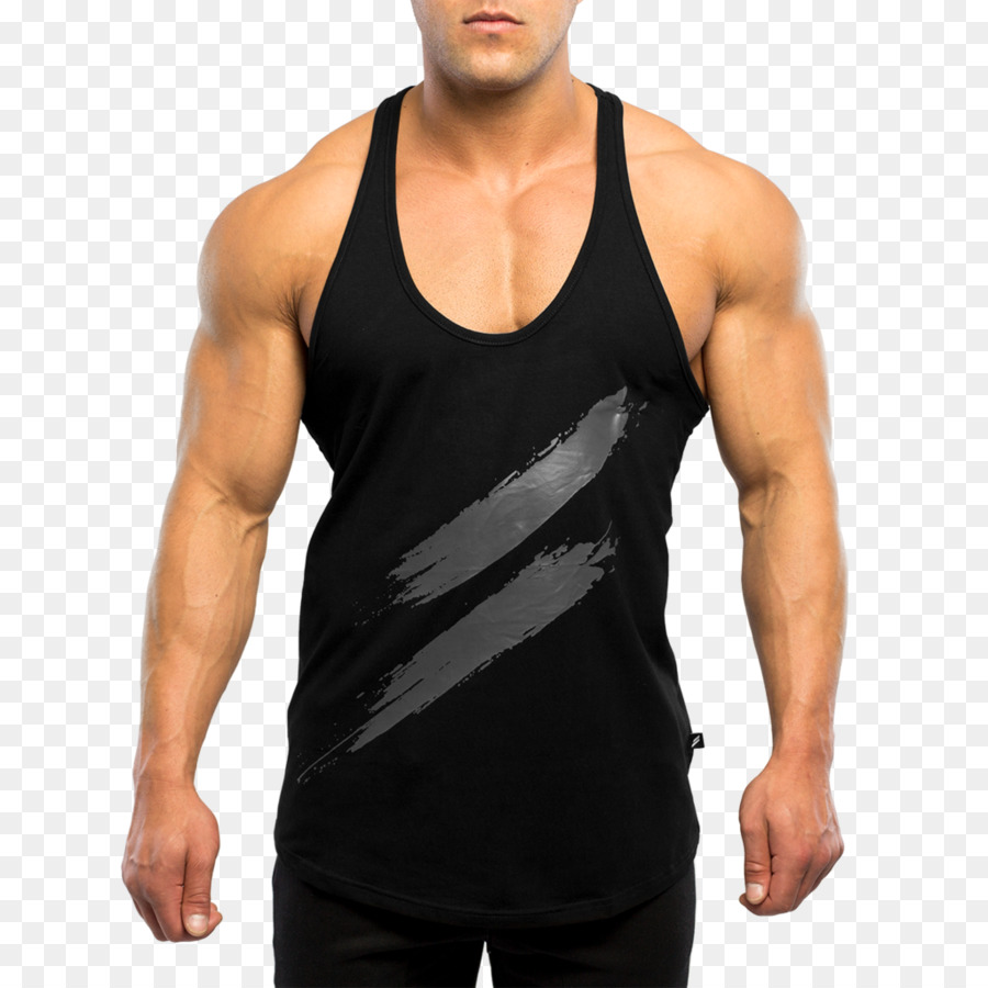 Tank Top Hitam，Otot PNG