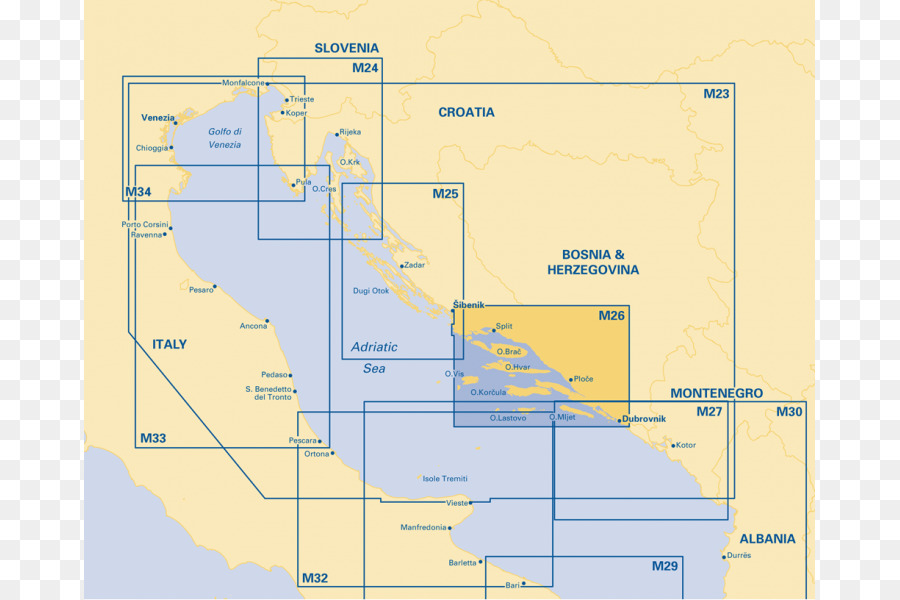 Imray Grafik M32 Adriatik Italia Selatan，Peta PNG