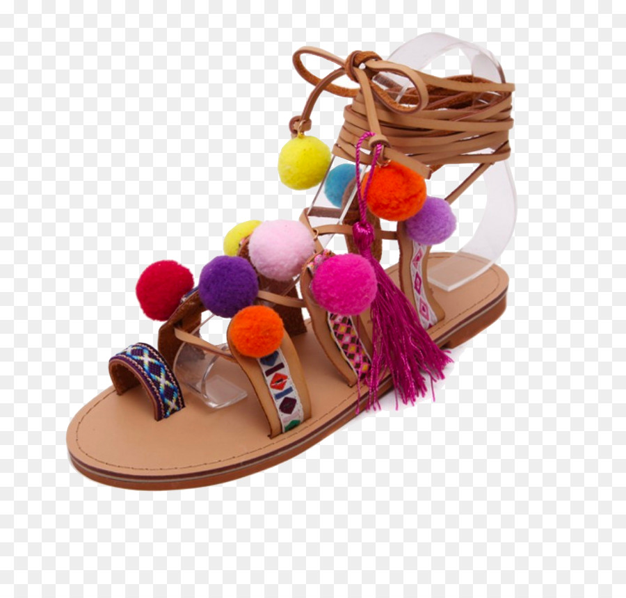 Sandal Pom Pom Warna Warni，Pom Pom PNG