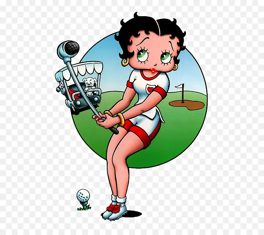 Betty Boop Bermain Golf，Kartun PNG