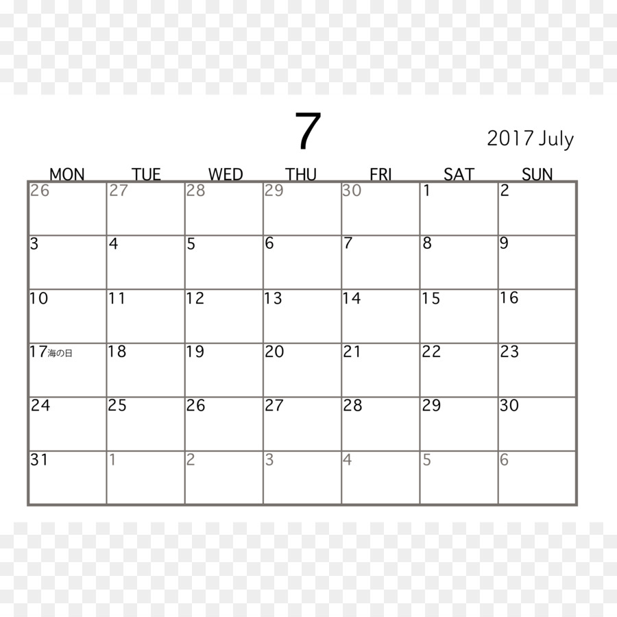 Kalender Juli 2017，Tanggal PNG