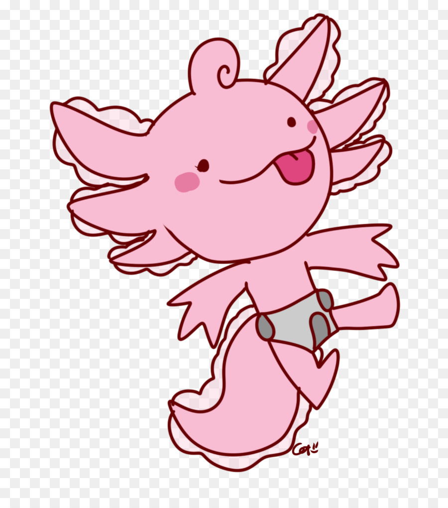 Axolotl，Berwarna Merah Muda PNG