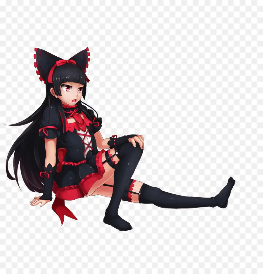 Gadis Anime，Merah Dan Hitam PNG