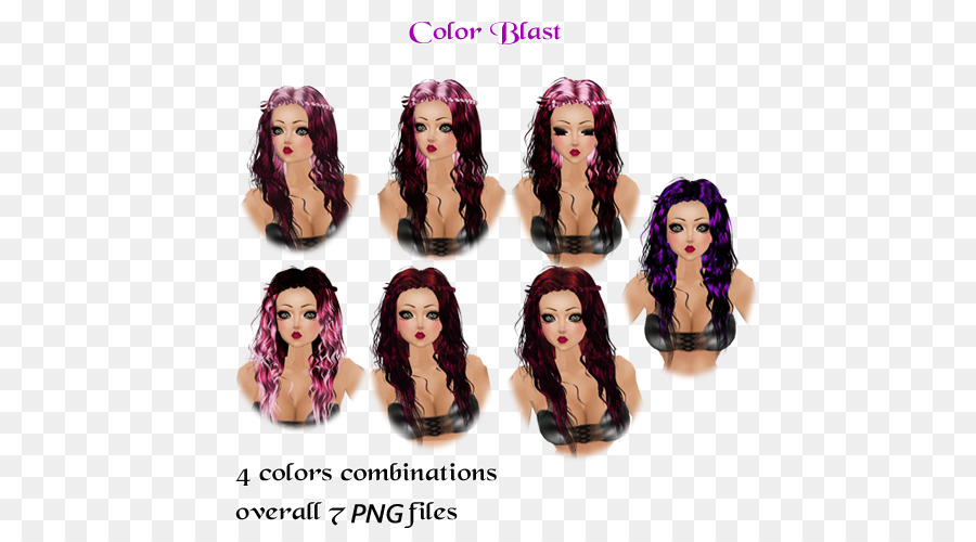 Wig Berwarna Warni，Rambut Palsu PNG