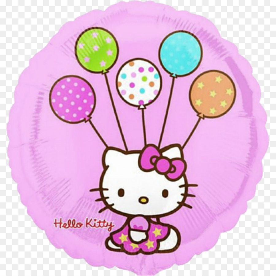 Hello Kitty Dengan Balon，Berwarna Merah Muda PNG