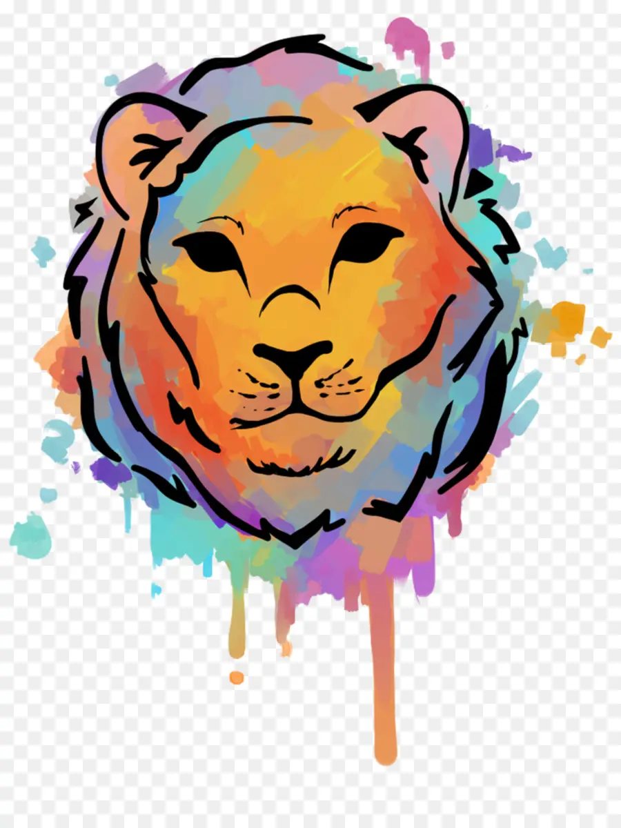 Singa，Lukisan Cat Air PNG