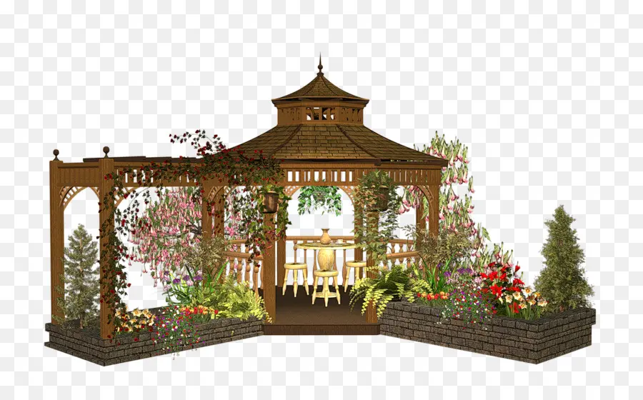 Gazebo Kayu，Kebun PNG