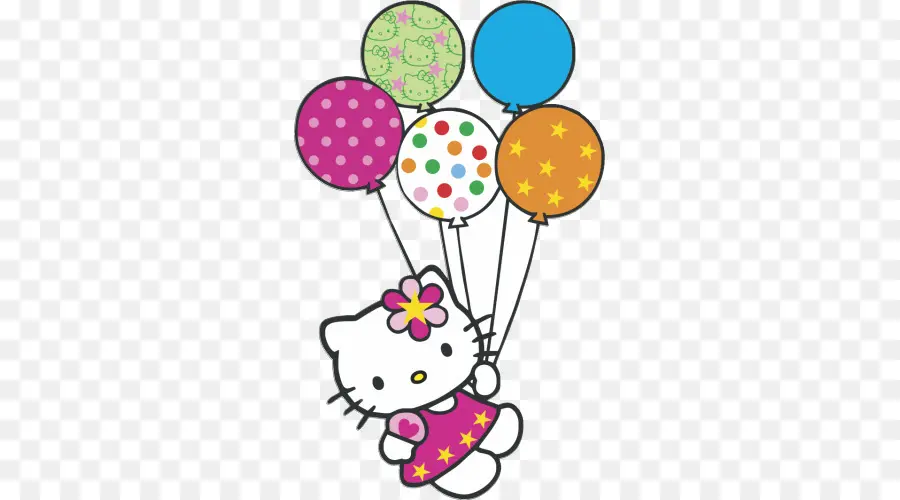 Hello Kitty Dengan Balon，Kartun PNG