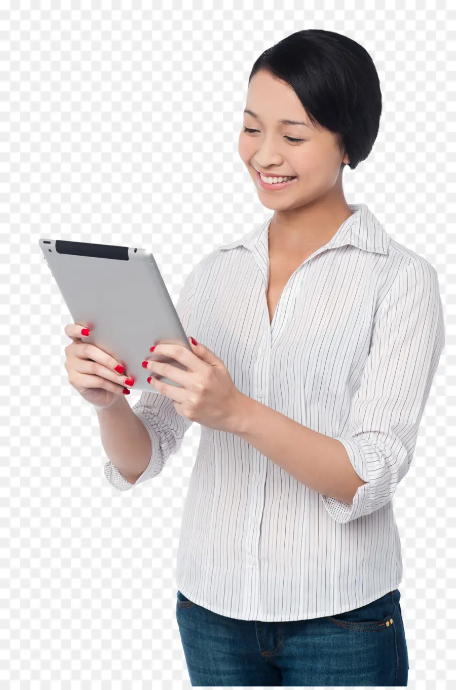 Wanita Dengan Tablet，Tablet PNG