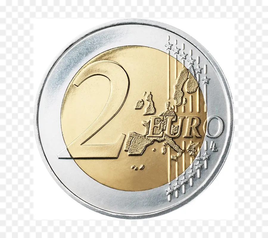 2 Koin Euro，Uang PNG