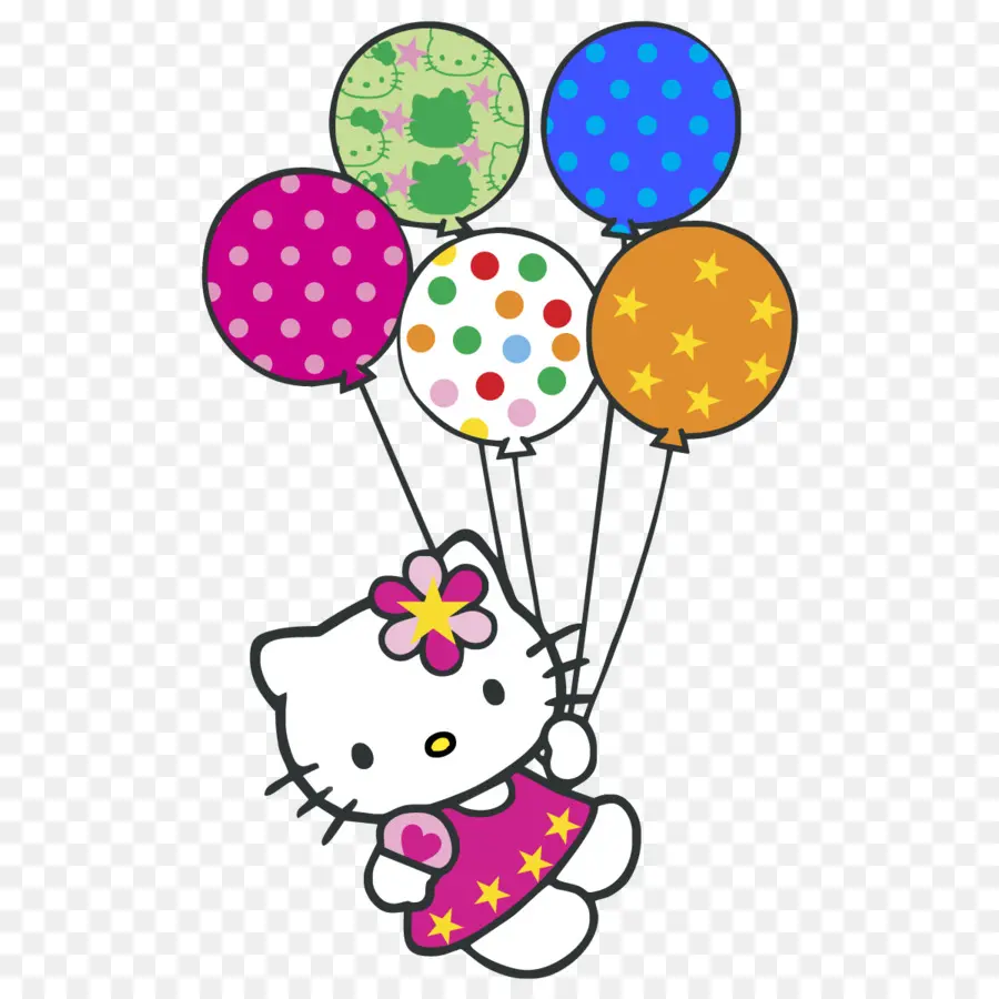 Hello Kitty Dengan Balon，Kartun PNG