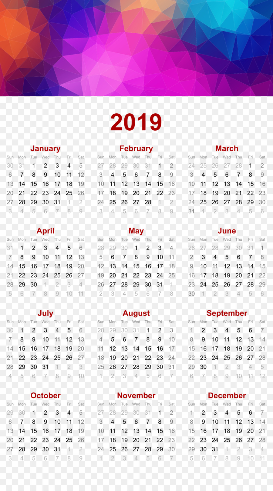 Kalender 2019 2018 Gambar Png
