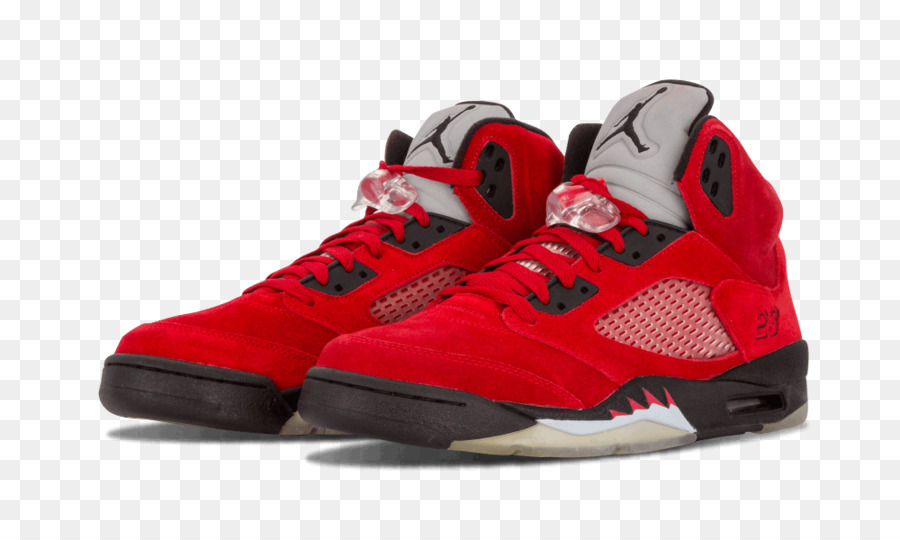 Udara Jordan，Air Jordan 5 Retro Raging Bull Merah Suede 2009 Mens Sneakers PNG