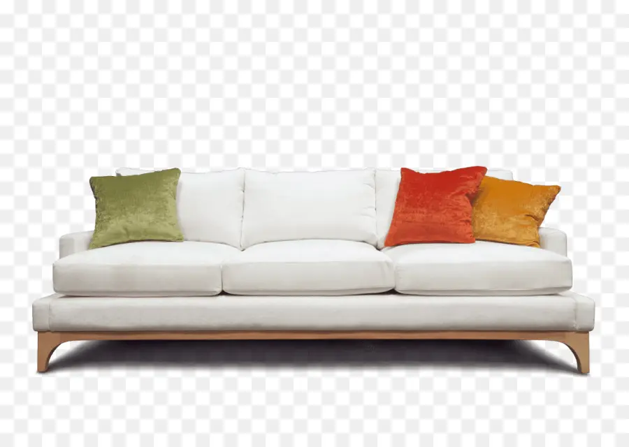 Sofa Putih Dengan Bantal Warna Warni，Sofa PNG